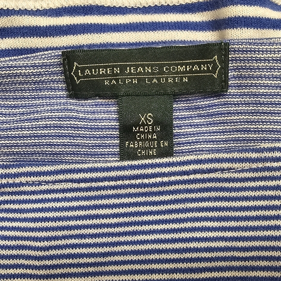Ralph Lauren Navy and White Striped Long Sleeve Tee Size XS - Picture 2 of 3